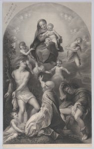 聖セバスチャンのマドンナ、聖母子とともに、天使たちに囲まれ、...、1847 年。 作： Achille Désiré Lefèvre