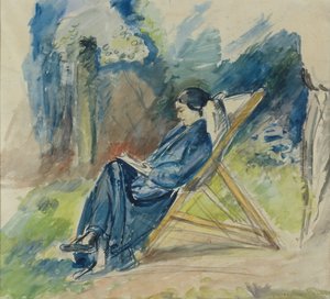 寝椅子の女性、1935年頃（水彩）
