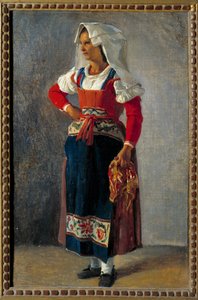 ローマ近郊の農民の肖像 アシール・ミシャロン(1796-1822)の絵画 19世紀 日0.36x0.25m 作： Achille Etna Michallon