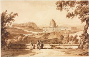 セントピーターズのビュー、ローマ、c。 1817-1820。 作： Achille Etna Michallon