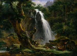 モンドールの滝、1818年。 作： Achille Etna Michallon