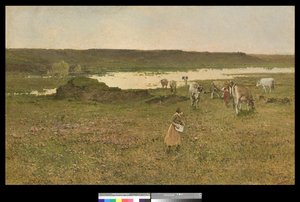 渓谷の牧草地、1906 作： Achille Formis Befani