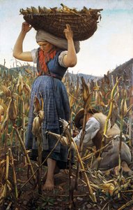 トウモロコシの収穫、1881 年。 作： Achille Glisenti