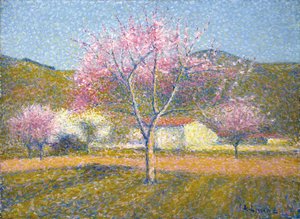 Um pomar na primavera (Macieiras em flor) (óleo sobre tecido de algodão) 作： Achille Lauge