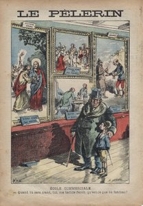 アシール・ルモが1896年9月の「ル・ペレラン」に掲載した反ユダヤ主義者の漫画 - 商業学校：あなたがクラントになったら、私のベッドサイドのジャコブ、あなたは何を分けるのですか？ 作： Achille Lemot