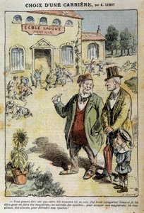 職業の選択ライク校に関する漫画 - Achile Lemot (1846-1909), 1909年04月04日付「Le Pelerin」にて 作： Achille Lemot
