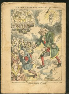 Achille Lemot (1846-1909) によるイラスト（Le Pelerin, 25/04/09） - Voltaire est pas content - Antimaconism Freemaking, 宗教 信仰, カトリック カトリック主義 - Laicisation Laicite Laiques laws - Voltaire, Joan of Arc