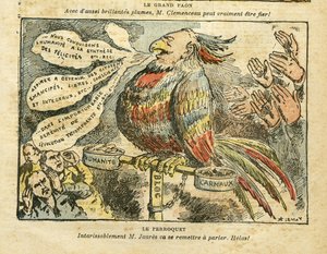 Achille Lemot (1846-1909)によるイラスト（Le Pelerin, 26/01/08） - 偉大なるクジャク - Greve, Socialism, Carmaux, Humanite（日記） - Jaures Jean, Parroquet 作： Achille Lemot