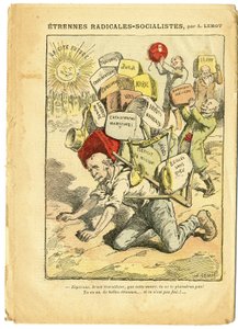 Achille Lemot (1846-1909)のイラスト（Le Pelerin, 03/01/09） - 急進的社会主義者の紐帯 - 急進主義、教育、宗教 信仰、モロッコ、無神論、急進的および急進的社会主義党、カトリック カトリック - Laicisation Laicite Laiques - Clemenceau Geo