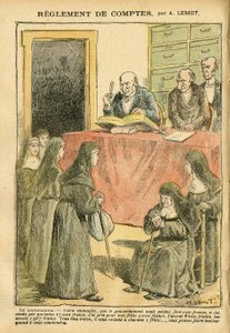 Achille Lemot (1846-1909)のイラスト（Le Pelerin, 04/08/07） - 会計の規制 - 反ユダヤ主義, 宗教 信仰, カトリック カトリック - 政教分離, 棚卸し/棚卸し直し - 尼僧 姉妹 善良な姉妹 作： Achille Lemot