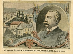 Achille Lemot (1846-1909)のイラスト（Le Pelerin, 07/02/04） - M. Flayelle, 1200の多数決でレミレモン副代表に選出 - 選挙, アルザス・ロレーヌ地方, Hemicycle副代表委員会, 愛国心, 戦線, レミレモン, ヴォージュ - 副代表, Flayelle 作： Achille Lemot