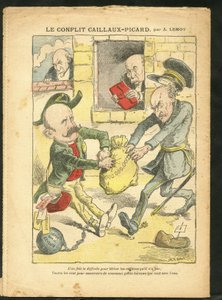 Achille Lemot (1846-1909)のイラスト（Le Pelerin, 07/03/09） - Caillaux-Picardの対立 - 税制、所得税 - Combes Emile (1835-1921), Clemenceau George, Caillaux Joseph (1863-1944)
