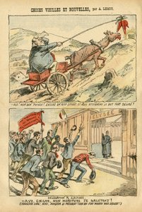 アシール・ルモ（1846-1909）のイラスト（ル・ペレラン紙、20/10/07） - 古いものと新しいもの - エリゼ、社会主義、大臣 - Jaures Jean, Ane - Portfolio 作： Achille Lemot