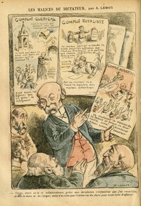 アシール・ルモ（1846-1909）のイラスト（Le Pelerin, 21/07/07） - 独裁者の悪意 聖職者の陰謀 王党派の陰謀 分離主義者の陰謀 - 王党派、宗教 信仰、左翼ブロック、カトリック カトリック - クレマンソー・ジョージ 作： Achille Lemot