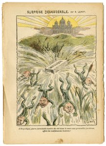 Achille Lemot (1846-1909)のイラスト（Le Pelerin, 26/08/06） - びっくり仰天 - クレリック・反共和国, 宗教 信仰, バチカン, 表現, カトリック カトリック主義 - 回勅 - バトラシアンフロッグ - 動物化 作： Achille Lemot