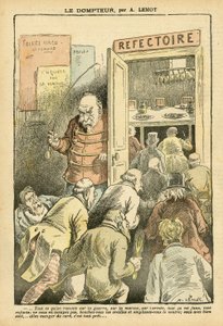 Achille Lemot (1846-1909)のイラスト（Le Pelerin, 27/03/04） - 飼い主 - レストラン カフェ, ガストロノミー 料理人 - Combes Emile (1835-1921), 飼い主 - 食べ物のメタフォア 作： Achille Lemot