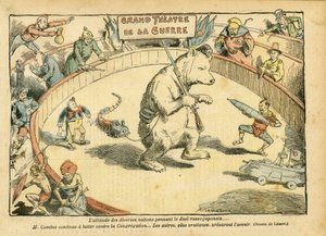 Achille Lemot (1846-1909)のイラスト（Le Pelerin, 28/02/04） - 様々な国の姿勢...。- ロシア、日露戦争 - コーム・エミール、熊、フェアベア - 動物化、カーニバル・ゲーム・サーカス
