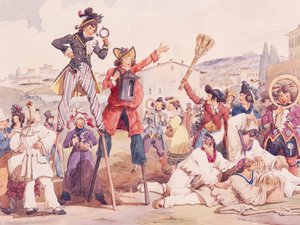 アキレ・ピネッリ（1809-1841）の「ローマの仮面 作： Achille Pinelli