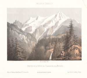 Mer-de-Glace氷河とAiguille du Druのあるシャモニーの眺め Chamonix, le Glacier des Bois, et le Dru (オブジェクトのタイトル) シャモニー・モンブランの思い出（連載タイトル） モンブラン美術館（シリーズタイトル）