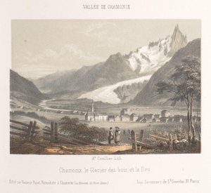 氷河のあるエギーユ・ド・ビオナセの眺め Aiguille et Glacier de Bionnassay (オブジェクトのタイトル) シャモニー・モンブランの記憶（連載タイトル） Museum du Mont-Blanc (オブジェクトのシリーズ タイトル) 作： Ad. Cuvillier