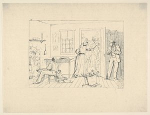 南軍戦争のエッチングからの捜索隊から主人を隠す奴隷、1861-63年。 作： Adalbert John Volck