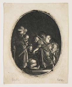 聖ヨハネの首を受け取るサロメ、ヘンドリック・グード（1583-1648）作、1607-09年頃（エングレーヴィング 作： Adam (after) Elsheimer