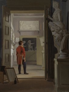 1830年、コペンハーゲン、シャルロッテンボー宮殿の古美術ホール。 作： Adam August Müller