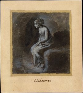 座っている若い女性、16 世紀後半から 17 世紀初頭。 作： Adam Elsheimer