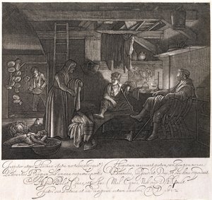 ヘンドリックゴート伯爵（1585-1630）によって刻まれたフィレモンとバウシスの家 作： Adam Elsheimer