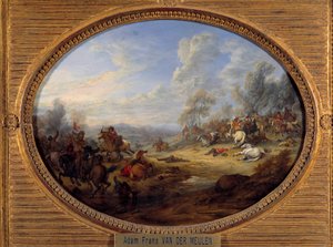 騎兵隊の衝撃 ルイ14世統治下の戦い。アダム・ファン・デル・ミューレン（1632-1690）の絵画 日0.2x0.27m 作： Adam Frans van der Meulen