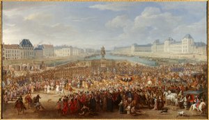 馬車でポン・ヌフを渡るルイ14世（1638-1715） アダム・ファン・デル・ミューレン（1632-1690）による絵画 作： Adam Frans van der Meulen