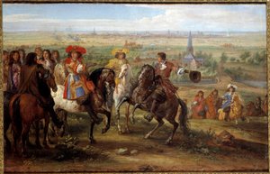 1667年8月のリールの席でフィヴの司祭館を前にしたルイ14世 アダム・フランツ・ファン・デル・ミューレン（1632-1690）の絵画（ec.flam.） 1667年 日。0,52x0,8 m - 1667年8月、フィーヴ修道院に面したリールの包囲でのルイ14世。絵画：アド 作： Adam Frans van der Meulen