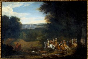 ルイXIVは狩りをしています。 Adam Francois Van DerMeulenによる絵画 作： Adam Frans van der Meulen