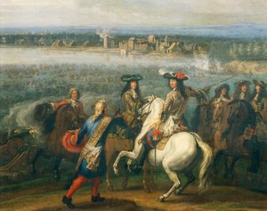 馬に乗ったルイ14世、1672年のライン川通過以降の詳細、アダム・フランツ・ファン・デル・ミューレン（1632-1690）、油彩・キャンバス、77x109 cm、フランス 作： Adam Frans van der Meulen