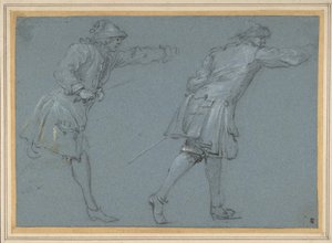 2 人の兵士の剣術の研究、17 世紀。 作： Adam Frans van der Meulen