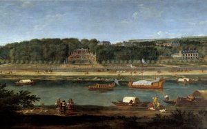 セーヌ川に浮かぶサン・クラウド城と王室の回廊の眺め アダム・ファン・デル・ミューレン（1632-1660）の絵 作： Adam Frans van der Meulen
