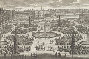 シャンティリーのオランジュリーの花壇、1680年代、1680年代。 作： Adam Perelle