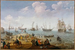 釣りのシーン アダム・ウィラート（1577-1664）の絵画 17世紀 個人蔵