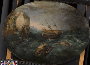 岩が多い海岸沖の難破船 作： Adam Willaerts
