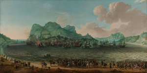 1607年4月25日、ヤコブ・ファン・ヘームスケルク提督率いる艦隊がジブラルタル付近でスペイン軍に勝利。 作： Adam Willaerts