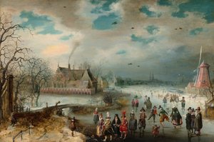 凍ったアムステル川でのスケート、1611 年。