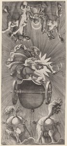 アポロンとディアナの戦車で沈む夕日 作： Adamo Scultori after Giulio Romano