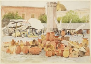 メキシコの市場（水彩 作： Adela Breton