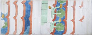 メキシコ、テオティワカンの農業神殿の壁画のコピー（水彩、ボディカラー、グラファイト 作： Adela Breton