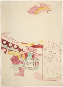メキシコ州テオティワカンの絵画の断片のコピー（水彩画 作： Adela Breton