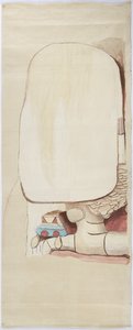 アカンセのピラミッド上の神殿のスタッコのファサードのコピー 実物大（水彩画 作： Adela Breton