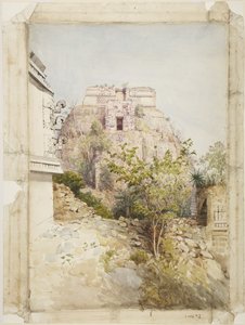 メキシコ・ウクスマル「魔術師の家」（水彩画 作： Adela Breton