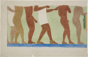 壁画の一部を描く（人身御供） Upper Temple Ball Court 