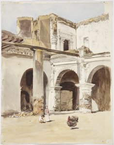 廃墟-メキシコ、プブラ州チャルチコムラの古い家 (水彩) 作： Adela Breton