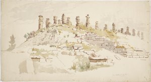 メキシコ、ユカタン州、アケの遺跡（水彩画 作： Adela Breton